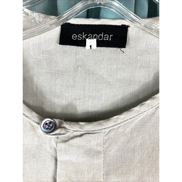 1 Eskandar Gray Linen boxy drape Button Down Tunic blouse - Picture 2 of 3